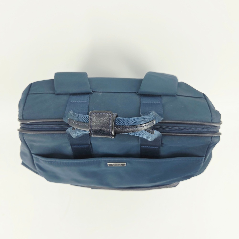 Tumi Mel Framed Blue Navy Nylon Convertible Backpack Bookbag Bag Wide Opening - Picture 3 of 16